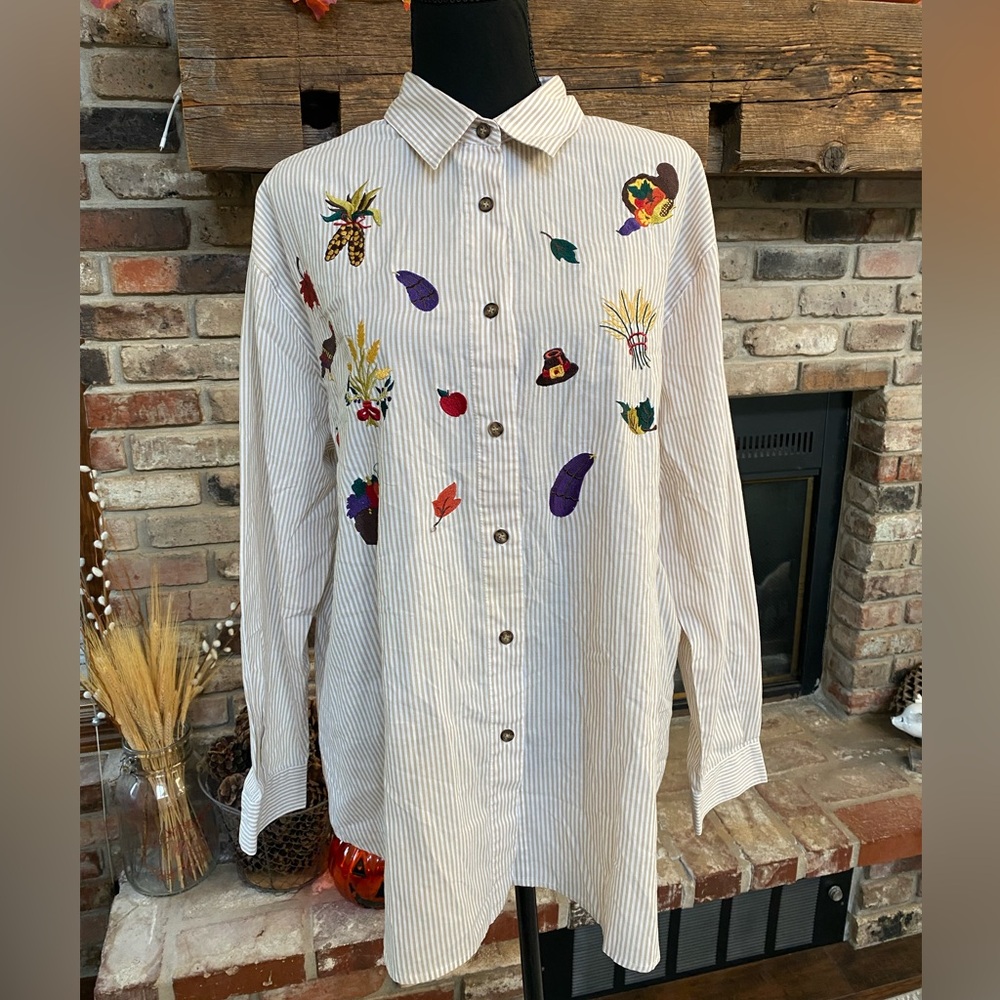 Karen Scott vintage cotton Rich fall button down. XL